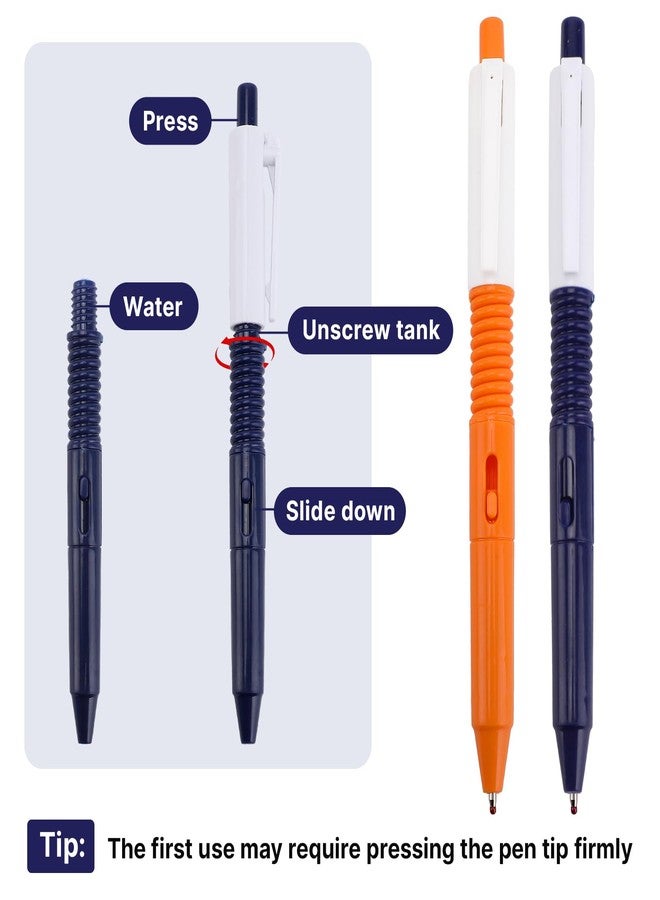 Gallipower 2pcs Pen that Sprays Water,2 in 1 Funny Prank Retractable Pens for Pranks Tricks, Writing and Spraying(Blue+Orange - Image 3