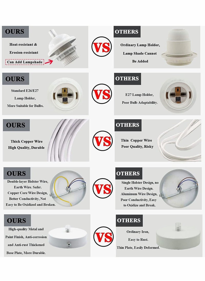 E26/E27 Pendant Light Fitting, 2 Pack Vintage Pendant Light Fitting, Retro Industrial Style E26/E27 Lamp Holder, Fitting Kit for DIY Suspension Chandeliers Modern Hanging Lampe - Image 3