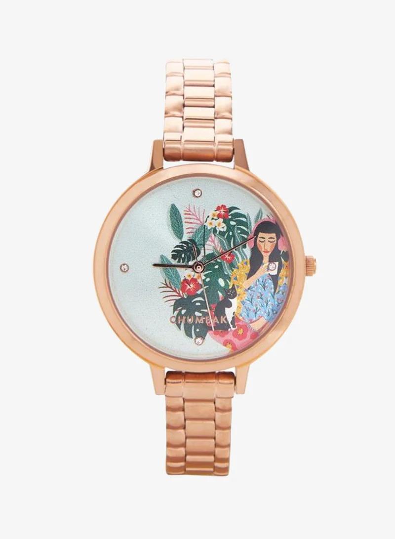 Chumbak  Teal by Chumbak Live Slow Watch,Stainless Steel Link Strap for Women | Best Price UAE