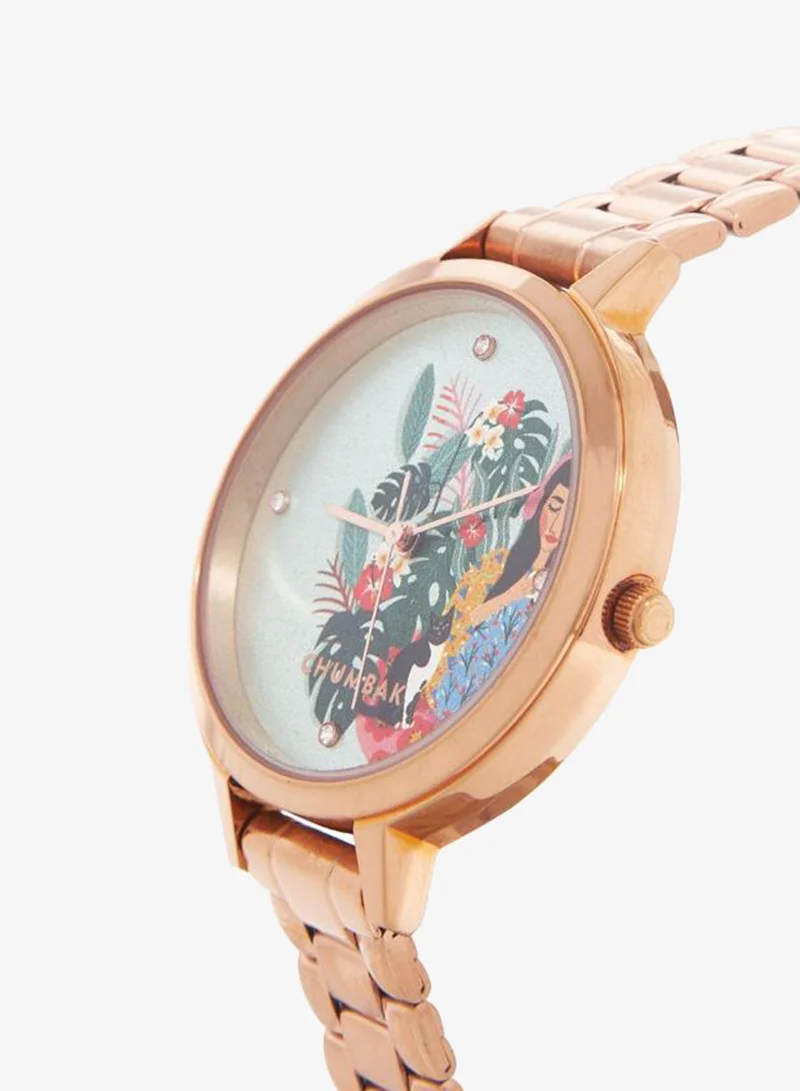 Chumbak  Teal by Chumbak Live Slow Watch,Stainless Steel Link Strap for Women | Best Price UAE