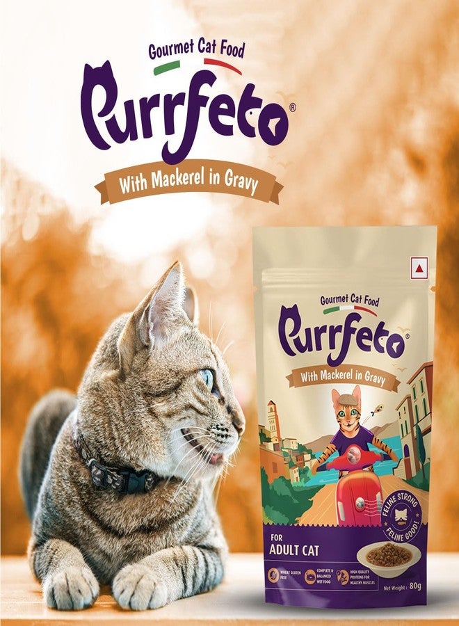 Purrfeto Adult Wet Cat Food | Mackerel in Gravy |80 GMS, Pack of 48| Gluten Free | Supports Hydration | Highly Palatable - Image 5