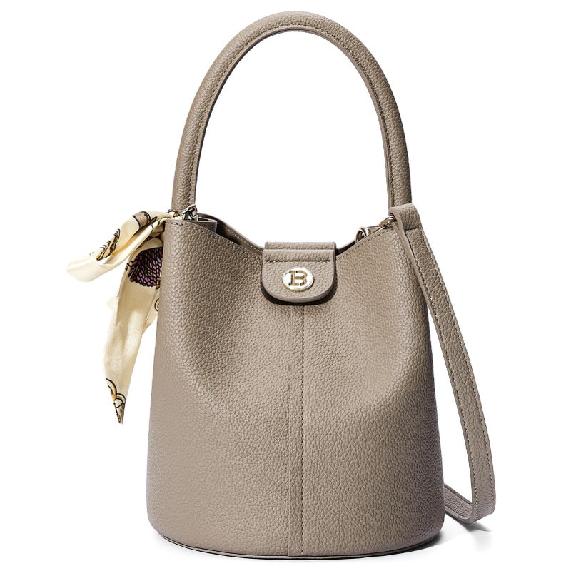 BOSTANTEN Small Crossbody Bags for Women Vegan Leather Mini Bucket Handbag Removable Shoulder Strap Camel Brown - Image 1