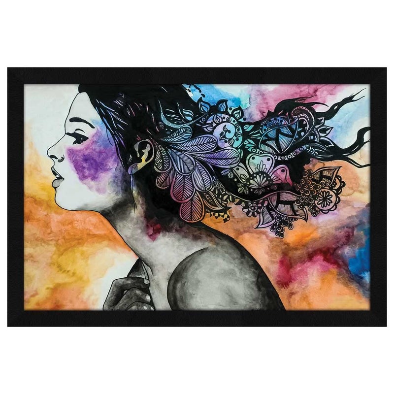 ArtX Paper Watercolor Floral Women Framed Wall Art Painting Wall Decor For Living Room Multicolor Abstract 185 X 125 inches Set of 1
