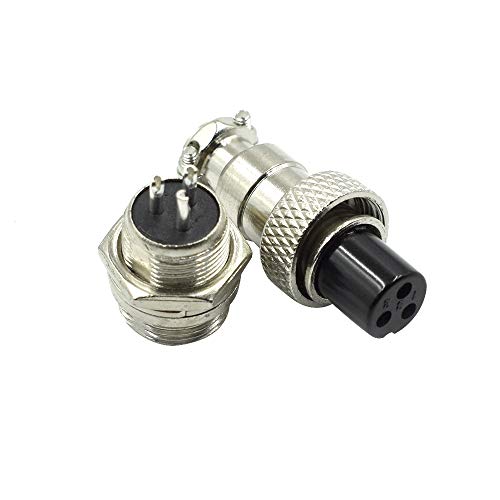Hxchen 3 Pin Metal Male Female Panel Connector 12mm GX12-3P Silver Aviation Plug - (2 Sets) - Image 1