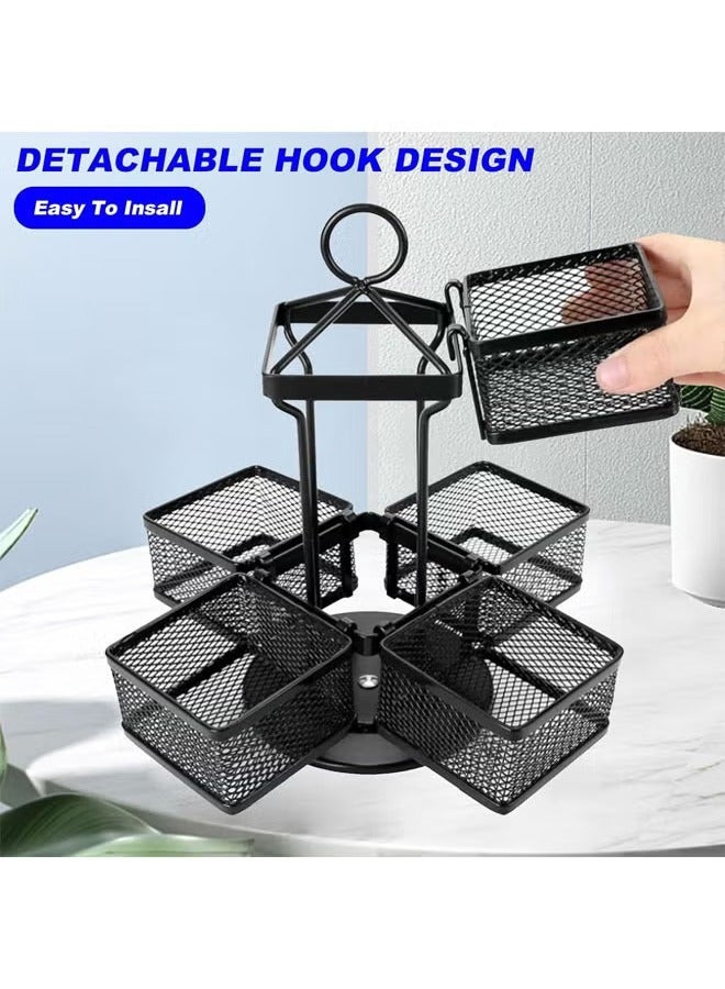 Arabest Tea Bag Organizer Storage Holder 360-Degrees Spinning Carousel, 8 Compartments TeaBags Display Rack with Lazy Susan Platform for Kitchen, Home, Office Coffee Bar Counter, Black - Image 3