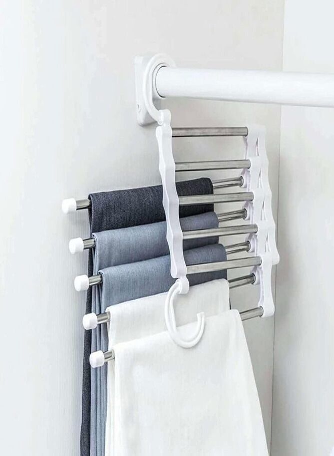 AMERTEER 3- Piece Space Saving Stainless Steel Closet Organizer Multi Functional Trouser Storage Rack for Efficient Wardrobe Management and Drying - Image 2