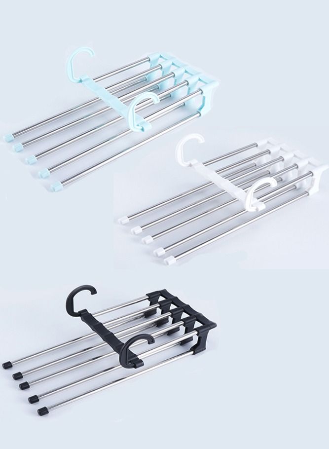 AMERTEER 3- Piece Space Saving Stainless Steel Closet Organizer Multi Functional Trouser Storage Rack for Efficient Wardrobe Management and Drying - Image 1