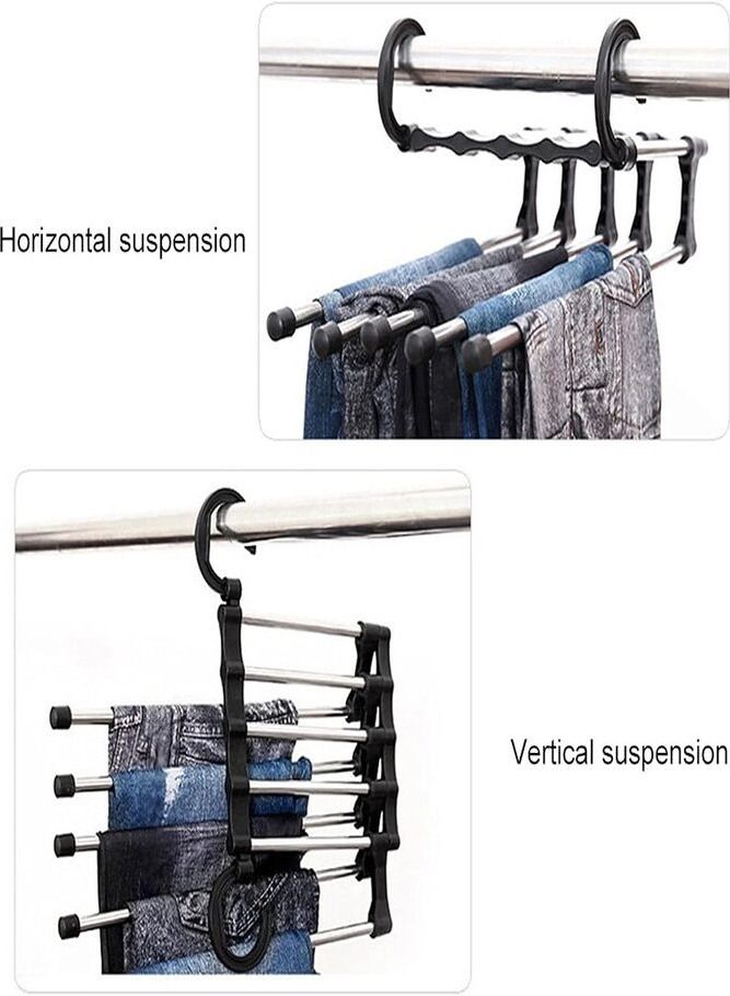 AMERTEER 3- Piece Space Saving Stainless Steel Closet Organizer Multi Functional Trouser Storage Rack for Efficient Wardrobe Management and Drying - Image 4