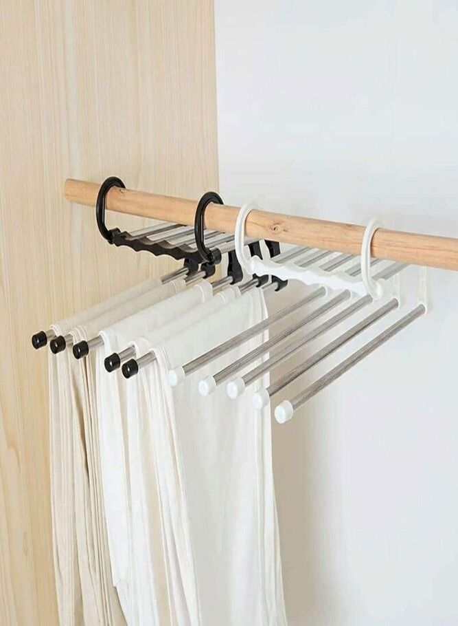 AMERTEER 3- Piece Space Saving Stainless Steel Closet Organizer Multi Functional Trouser Storage Rack for Efficient Wardrobe Management and Drying - Image 3