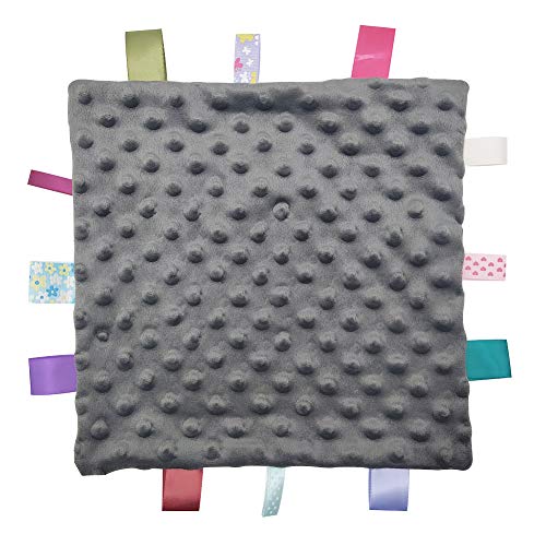 Inchant Baby Boy Tag Security Blanket Grey Small Blanket with Colorful Tags Surprise for Newborns Toddlers - Image 3