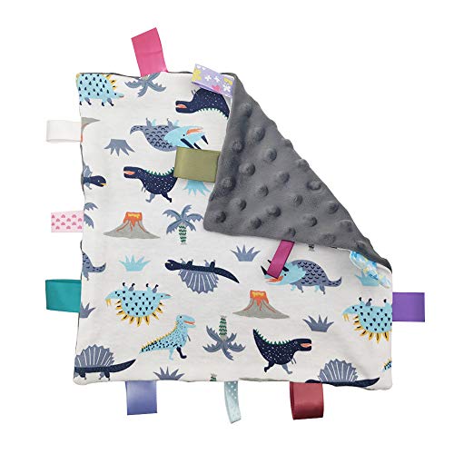 Inchant Baby Boy Tag Security Blanket Grey Small Blanket with Colorful Tags Surprise for Newborns Toddlers - Image 1