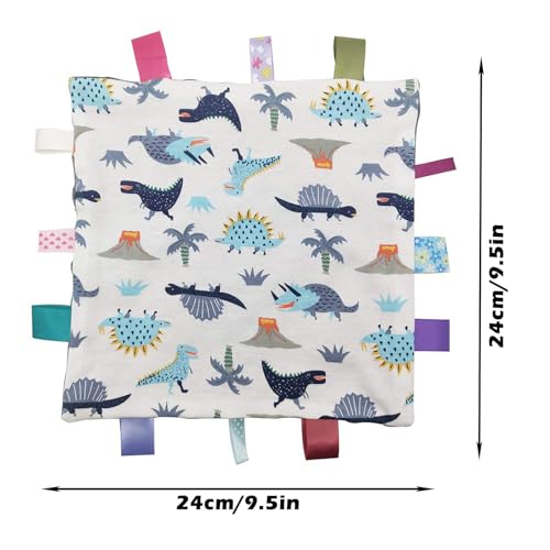 Inchant Baby Boy Tag Security Blanket Grey Small Blanket with Colorful Tags Surprise for Newborns Toddlers - Image 4