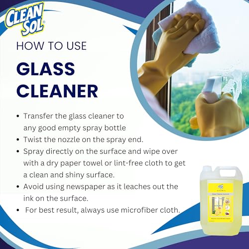 Cleansol Glass Cleaner Spray – Lemon Fragrance | Streak-Free, Non-Toxic, Ammonia-Free, Eco-Friendly Multi-Surface Cleaner for Windows, Mirrors, Car Windshields, Kitchen & Home Cleaning - 5 ltr - Image 5