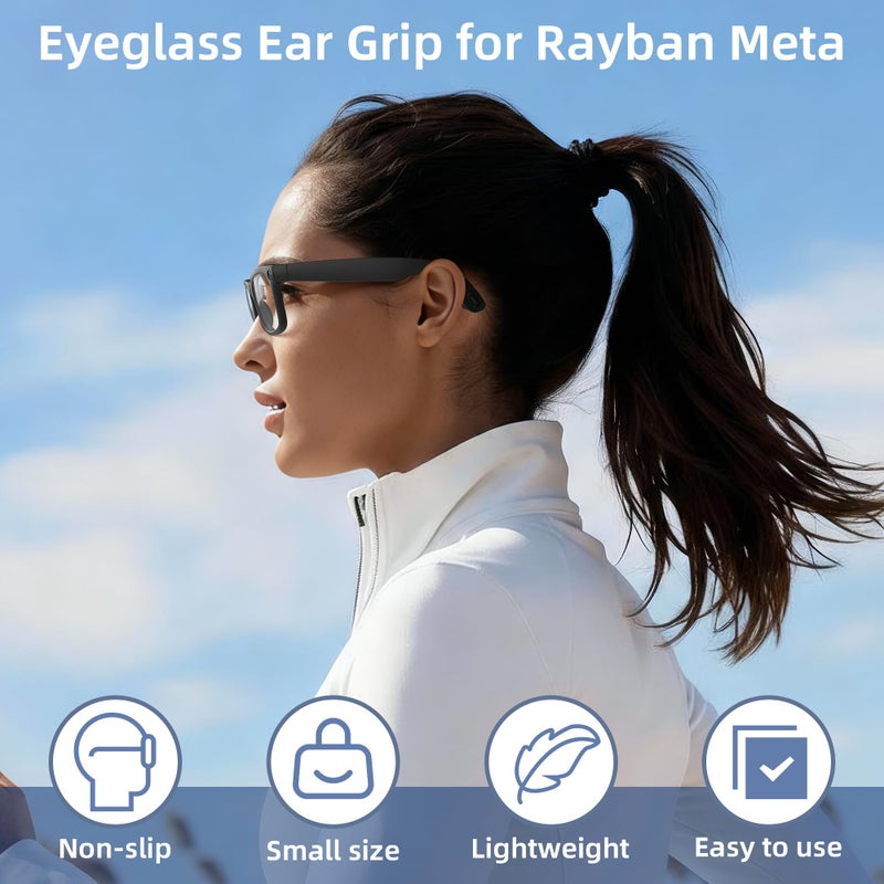 RCstyle HiBloks Eyeglass Ear Grip for Ray-Ban Meta Wayfarer/Skyler/Headliner Gen 2 Smart Glasses Accessories, Anti-Slip Silicone Eye Glasses Ear Grippers for Meta Gen 2 Smart Sunglasses Ear Cushion (1 Pairs) - Image 2