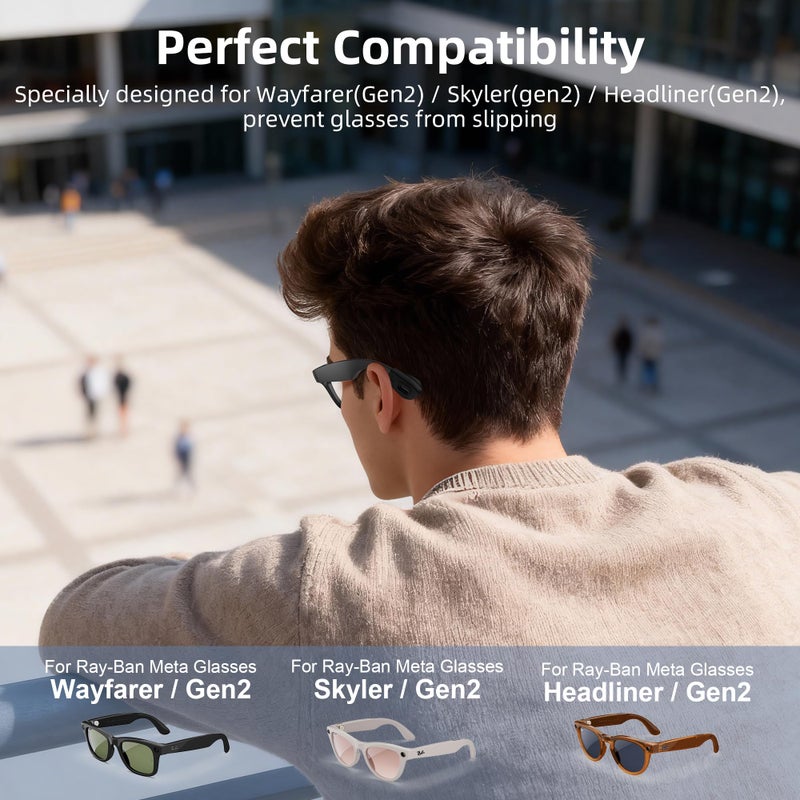 RCstyle HiBloks Eyeglass Ear Grip for Ray-Ban Meta Wayfarer/Skyler/Headliner Gen 2 Smart Glasses Accessories, Anti-Slip Silicone Eye Glasses Ear Grippers for Meta Gen 2 Smart Sunglasses Ear Cushion (1 Pairs) - Image 3