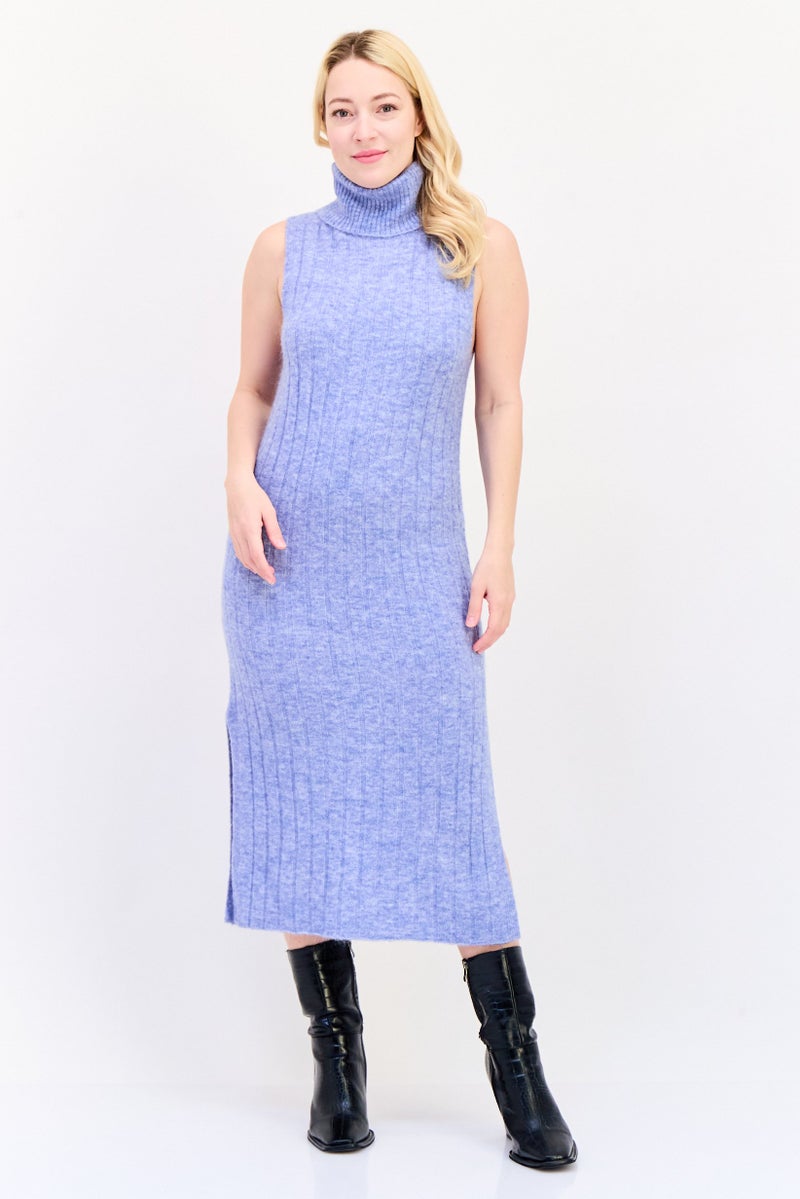 ESPRIT Women Knitted Sweater Dress, Heather Blue - Image 1