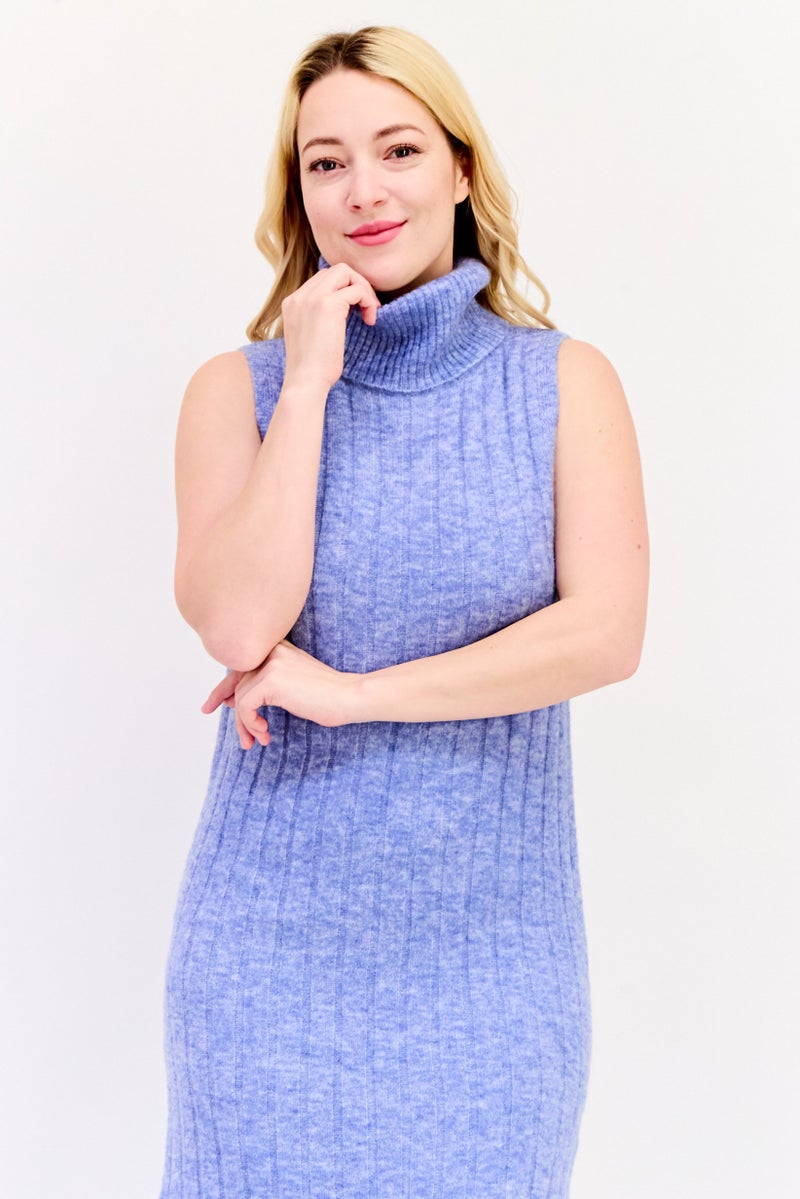 ESPRIT Women Knitted Sweater Dress, Heather Blue - Image 4