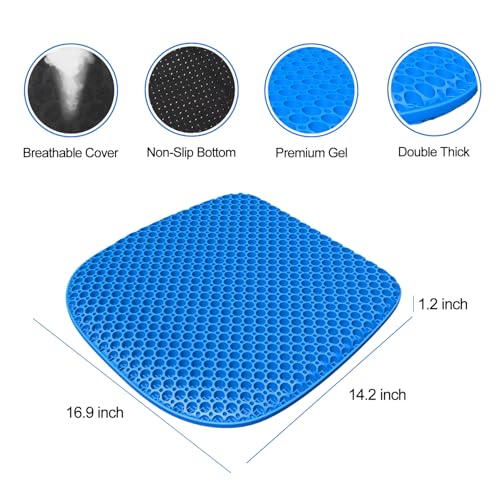 TONINT Large Gel Seat Cushion for Long Sitting with NonSlip CoverSoft BreathableSeat Cushion for ChairCarOfficeDesk ChairWheelchair - Image 3