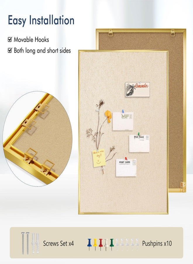 DOLLAR BOSS Bulletin Board with Linen 24'' x 18'' with Golden Aluminum Frame, Fabric Cork Boards for Walls, Decorative Pin Board for Office Home Café, Beige Brown - Image 4