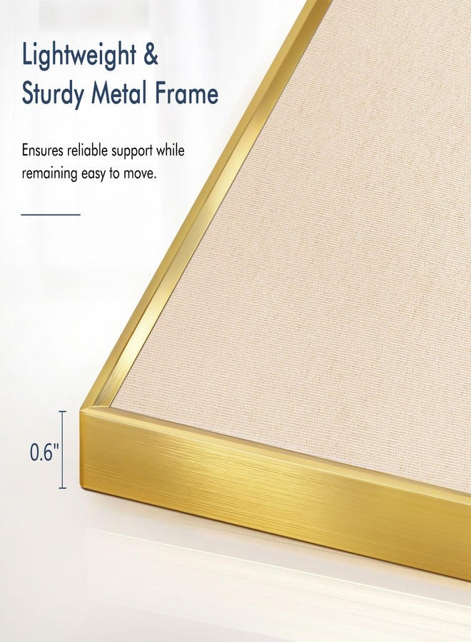 DOLLAR BOSS Bulletin Board with Linen 24'' x 18'' with Golden Aluminum Frame, Fabric Cork Boards for Walls, Decorative Pin Board for Office Home Café, Beige Brown - Image 3