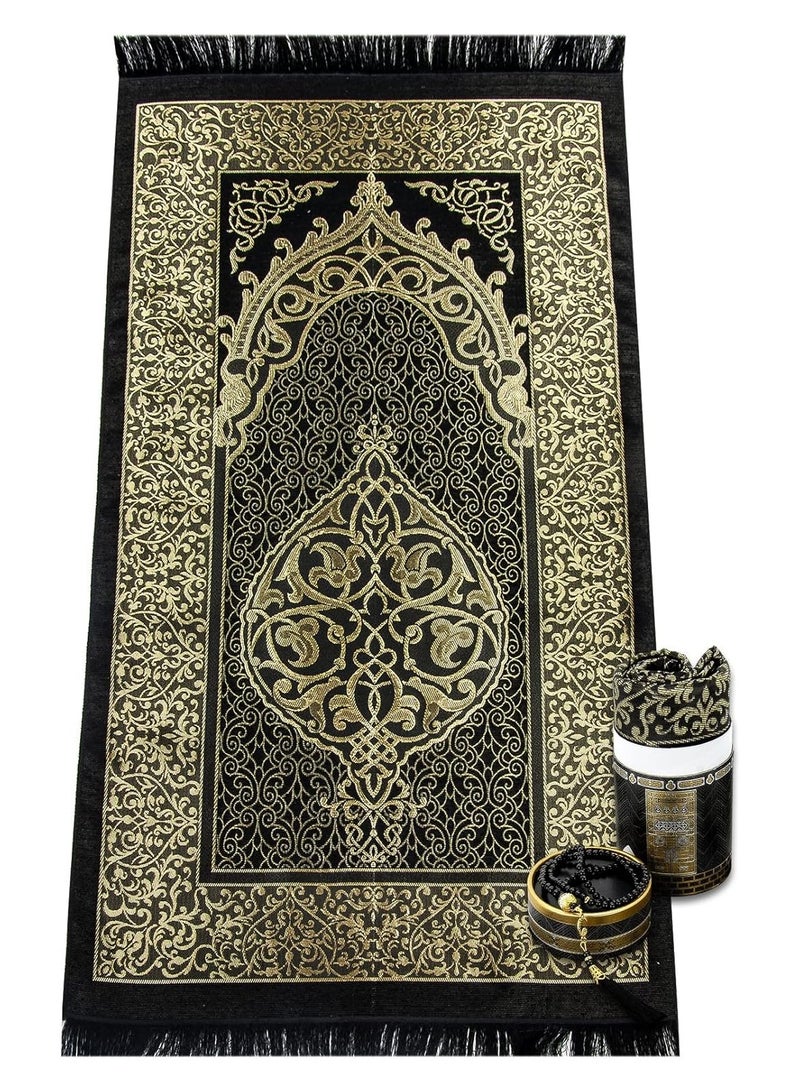 DubaiGallery 1pc Muslim Chenille Prayer Rug, Colored Yarn Woven Floor Mat, Rosary Prayer Rug Set, Hajj Rug, Available Indoors And Outdoors, For Bedroom And Living Room - Image 2