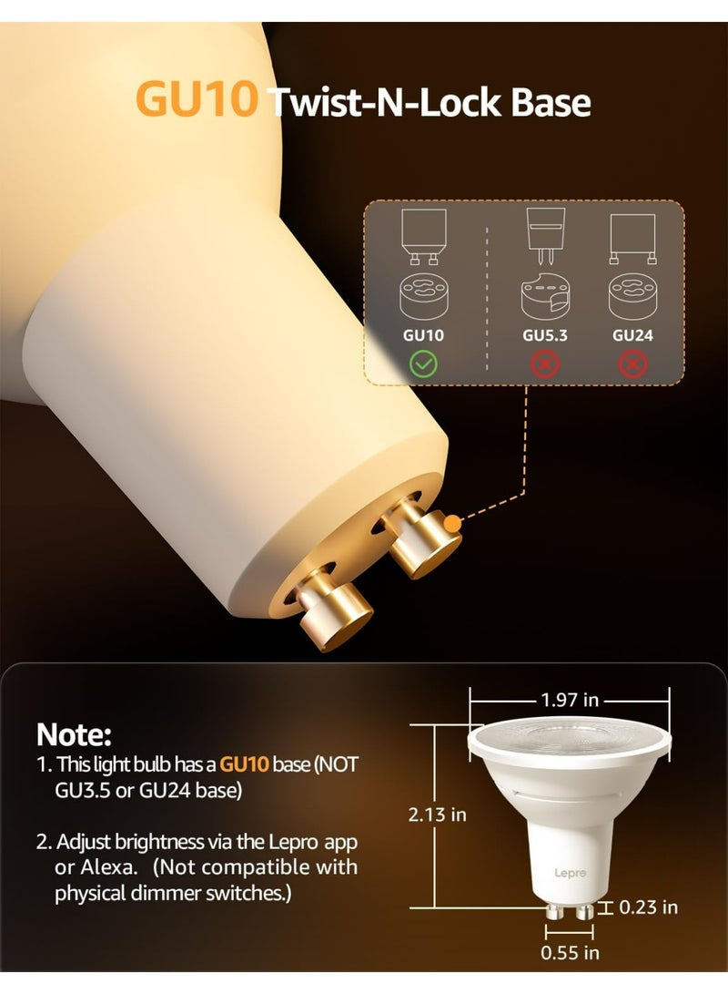 Lepro BG1 AI Smart Bulbs GU10, 400lm 4.5W Spotlight Bulb Dimmable, RGB 2700K-5700K, 50W Halogen Equivalent, Personalized AI Lighting Designer, Voice Control Music Sync, Bluetooth & WiFi Bulb, 4 Packs - Image 3