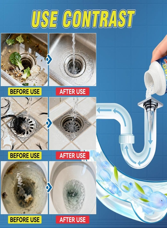 HORSEFISH TOOL Drain Cleaner Powder, Powerful Drain Clog Remover, Sink and Drains cleaner to Dissolve Clogs, Drains Opener Removes Hair, Grease, Soap Scum and Food Residue, Safe for Pipes and Septic Systems - Image 3