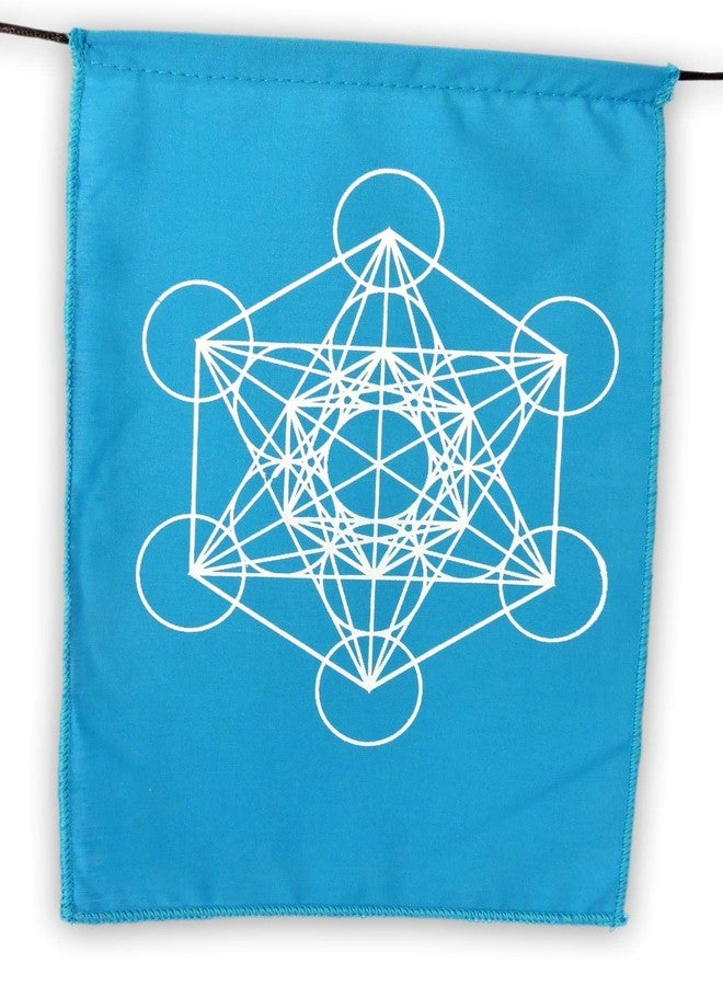 Hands Of Tibet Sacred Geometry Rainbow Prayer Flags Positive Energy Shri Yantra, flower of life, seed of life, (6X8 multi) Our flags are hand printed and stitched by a Balinese family in indonesia - Image 4