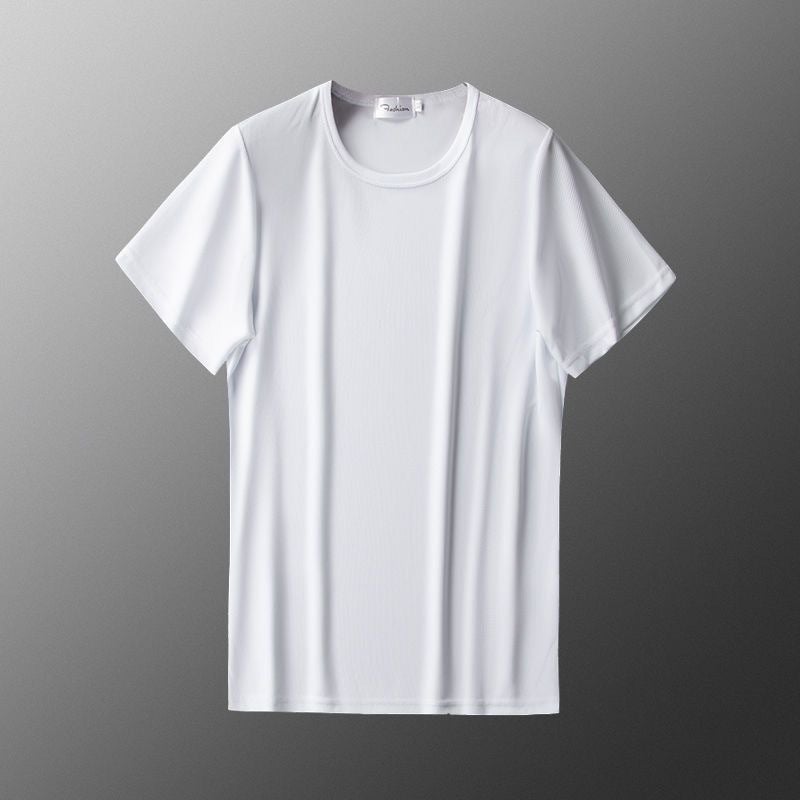 Ice Silk T-Shirt Short Sleeve Men'S Summer Thin Fat Plus Size Plus Size Mesh Sports T-Shirt Top - Image 5