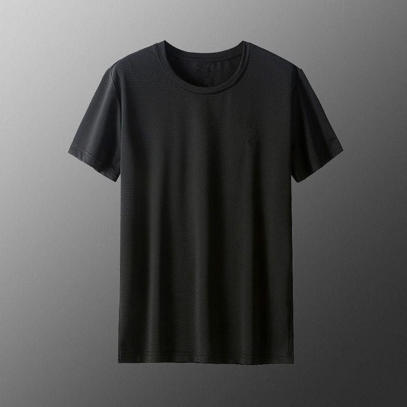 Ice Silk T-Shirt Short Sleeve Men'S Summer Thin Fat Plus Size Plus Size Mesh Sports T-Shirt Top - Image 4