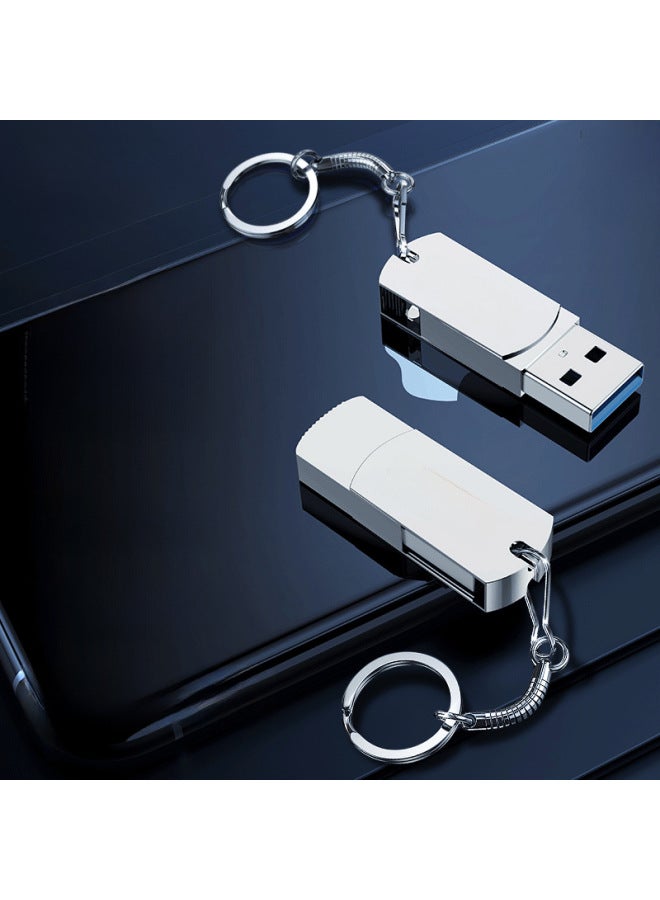 محرك فلاش USB دوار 64 جيجا بايت محرك فلاش USB قليل الدهون 32 جيجا محرك فلاش USB عالي السرعة 3.0 محرك فلاش USB بحروف معدنية 128 جيجا بايت USB للكمبيوتر - اللون: أبيض - السعة: USB3.0-32 جيجا بايت - Image 2