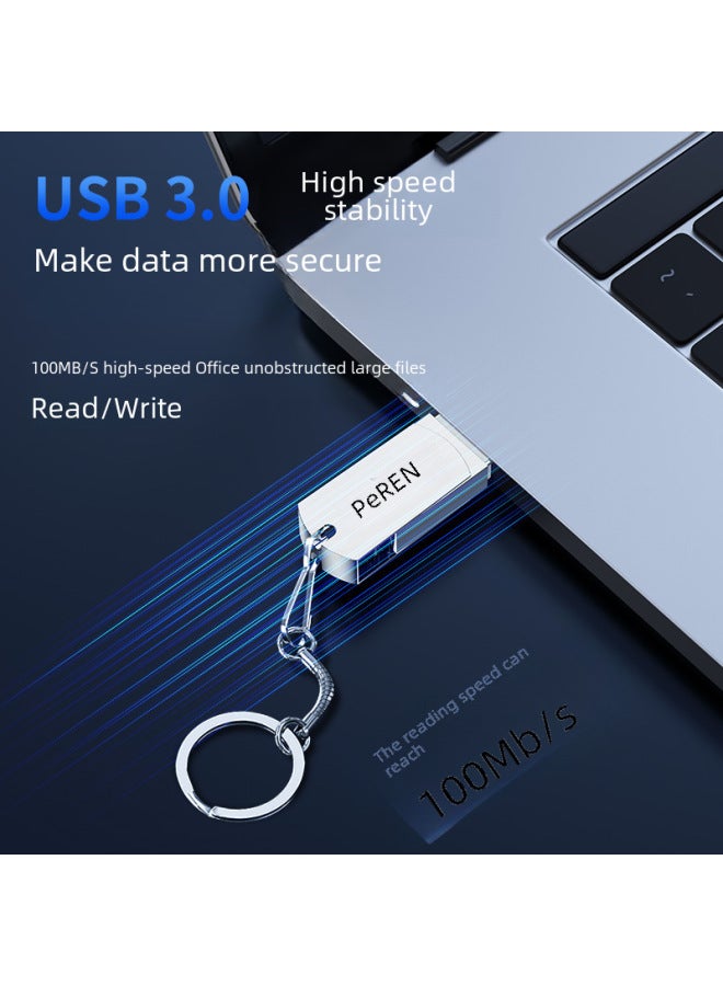 محرك فلاش USB دوار 64 جيجا بايت محرك فلاش USB قليل الدهون 32 جيجا محرك فلاش USB عالي السرعة 3.0 محرك فلاش USB بحروف معدنية 128 جيجا بايت USB للكمبيوتر - اللون: أبيض - السعة: USB3.0-32 جيجا بايت - Image 3