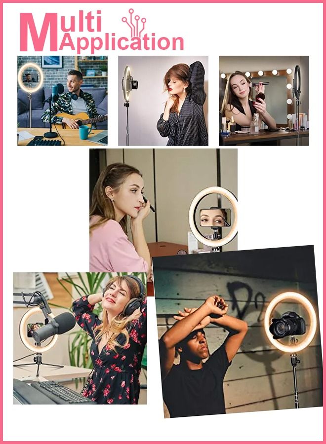 10 Inch Ring Light With Tripod Stand with Cell Phone Holder For Makeup Camera Photography Video Shoot YouTube Video Shoot TikTok Vlog Live Stream Compatible.