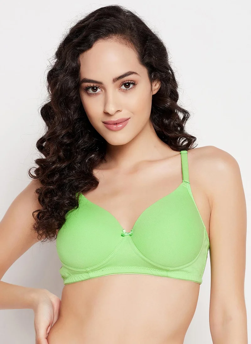 Clovia Clovia Padded Non-Wired Demi Cup Multiway T-shirt Bra in Green - Cotton