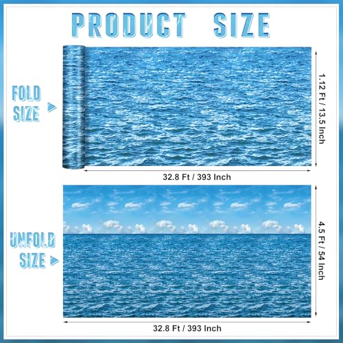Jectivs 4.5x33 Ft Ocean Sky Wall Backdrop Decorations,Roll of Plastic Blue Ocean Sky White Clouds Photography Background,Under The Sea Natural Scenery Wallpaper Summer Weeding Birthday Pool Party Photo Props - Image 2