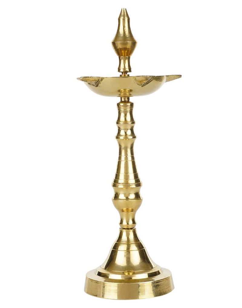 SH Retail Brass Decorative Oxidised Kerala Fancy Samai Oil Diya (Gold_1.1 Inch X 2.1 Inch X 7.8 Inch) - Image 5