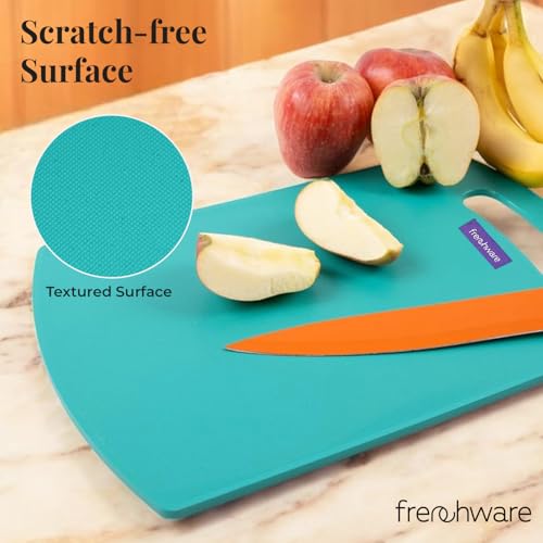 Frenchware Plastic Cutting-Chopping Board with Handle (Blue, Large) for Vegetable, Fruits, Cheese, Premium-Grade Plastic, 100% Food Safe, BPA-Free, Dishwasher Safe, Microwave Safe, Anti Bacterial - Image 4
