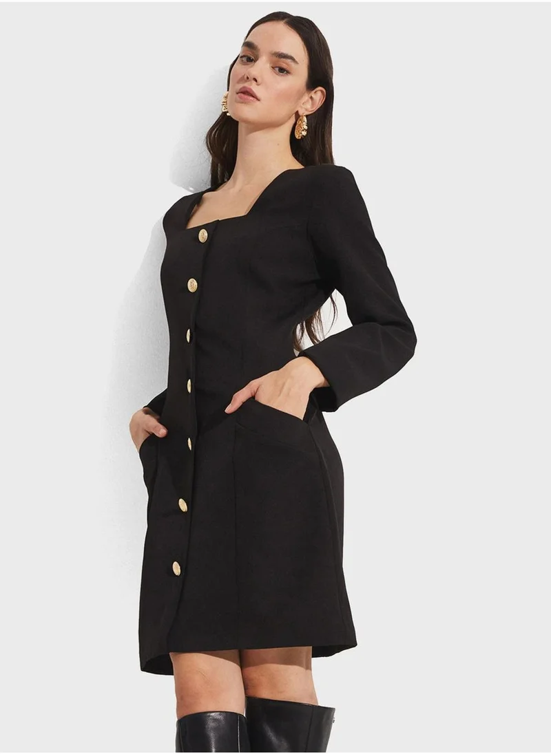 JUNE Button Down Mini Dress