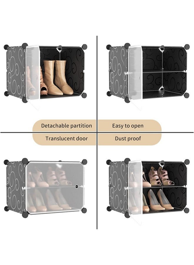 Sunderlook Sunderlook Shoe Rack Plastic for Home- Shoes Rack Organizer Plastic, Slipper Stand,Shoe Rack with Door for Heels/Shoes for Entryway, Hallway, Chappal Stand for Home with Door (Black, 12-SHELF-6-DOOR)  - Image 3