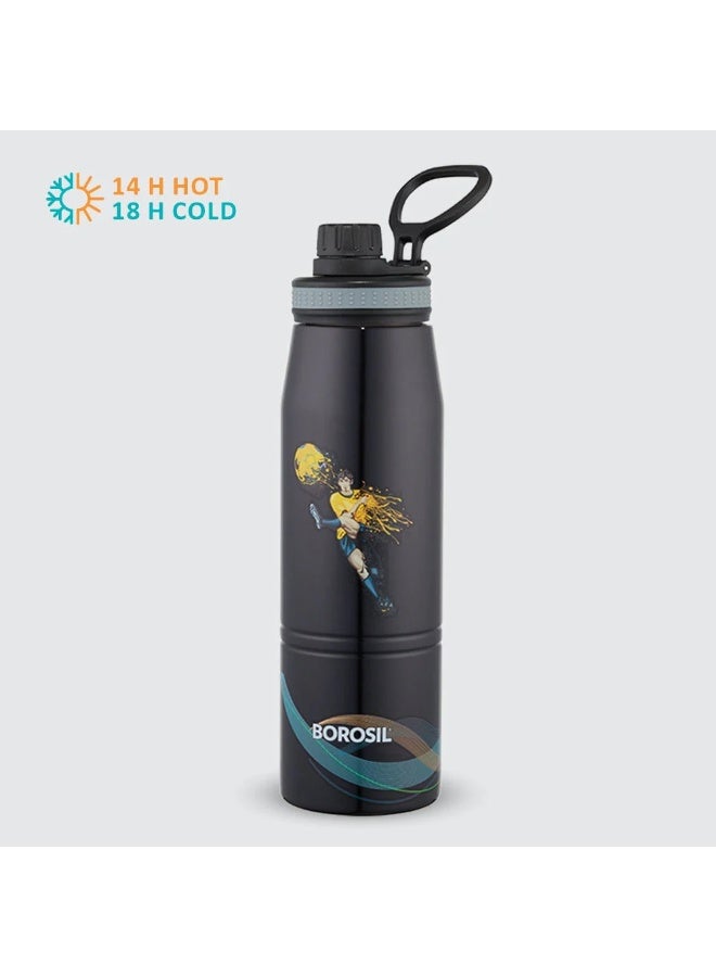 BOROSIL زجاجة ماء معزولة بالفراغ من الفولاذ المقاوم للصدأ لجوسبورت لكرة القدم، 900 مل - Image 2