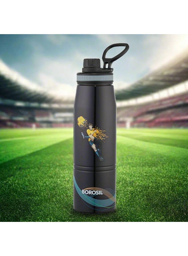 BOROSIL زجاجة ماء معزولة بالفراغ من الفولاذ المقاوم للصدأ لجوسبورت لكرة القدم، 900 مل - Image 1