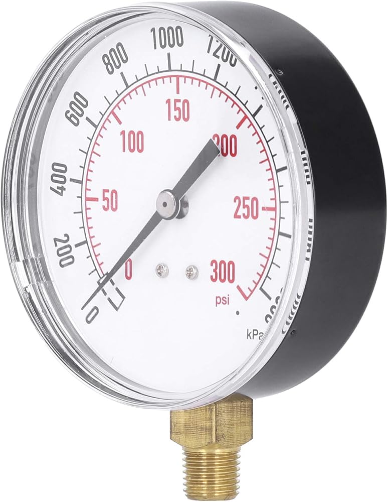 Bahels Double Scale Dial Pressure Gauge, 0-300psi 0-2000kpa, 0-20bar Pressure Gauge Vacuum Manometer for Spa Pool Aquarium for Gas Liquid Applications - Image 1