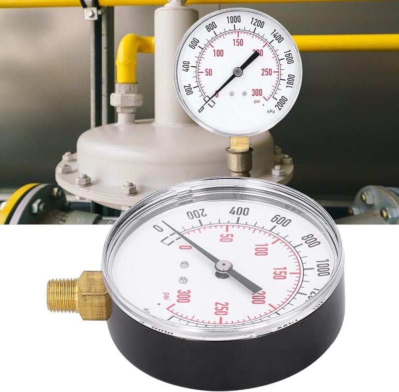 Bahels Double Scale Dial Pressure Gauge, 0-300psi 0-2000kpa, 0-20bar Pressure Gauge Vacuum Manometer for Spa Pool Aquarium for Gas Liquid Applications - Image 3