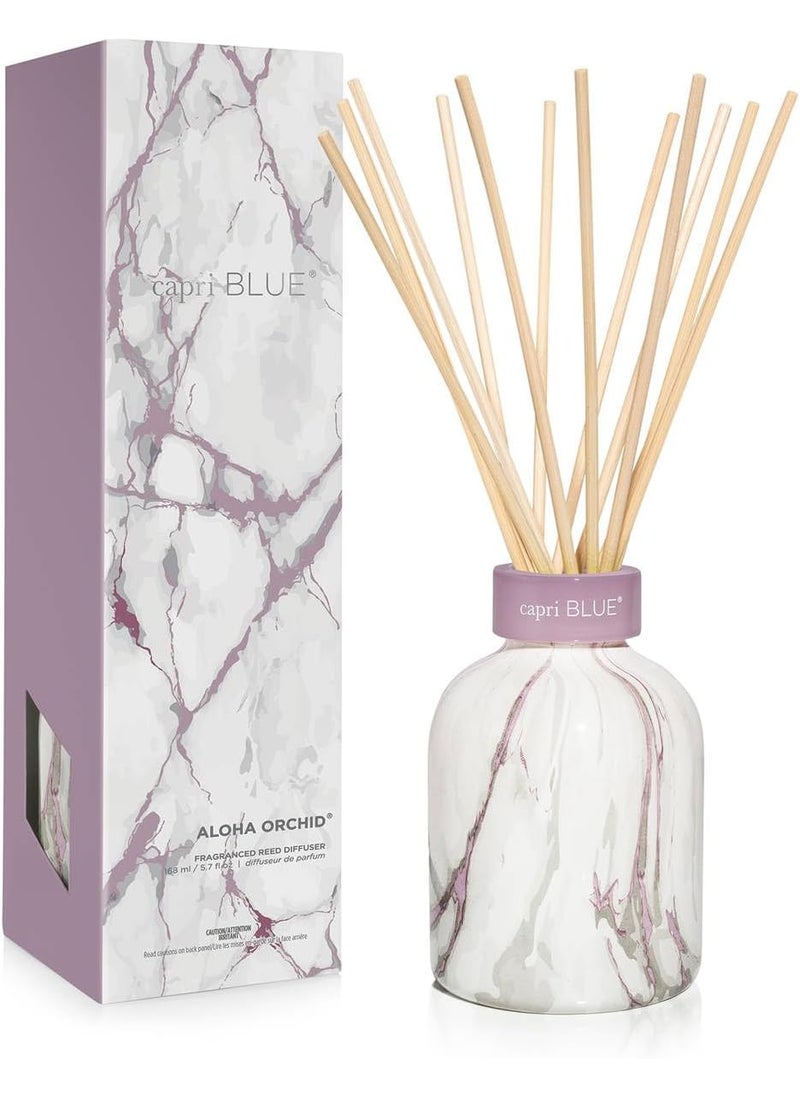 Capri Blue Capri Blue Modern Marble Reed Diffuser Set - Includes Reed Diffuser Sticks, Scented Oil & Glass Bottle - Luxury Scents for Bedroom Decor & Bathroom Air Freshener - Aloha Orchid (5.7 fl oz) 