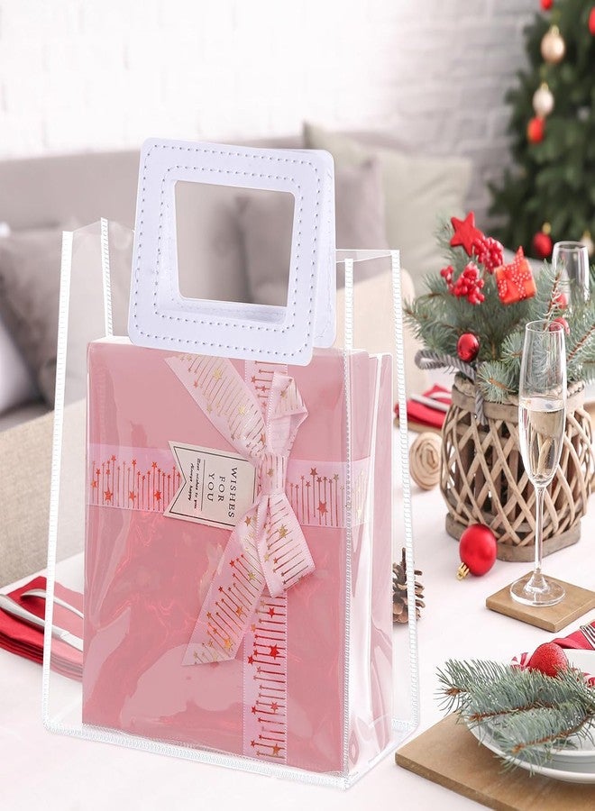AIVER Transparent Squar Gifts & Goodie Bags | Elegant Gift Bags for Her/Him Wedding Return Favors Engagement Hampers Valentine’s Day Christmas New Year Birthday & Festival Gifting | White Handle Hamper Shopping Carry Bags 1-Count - Image 5