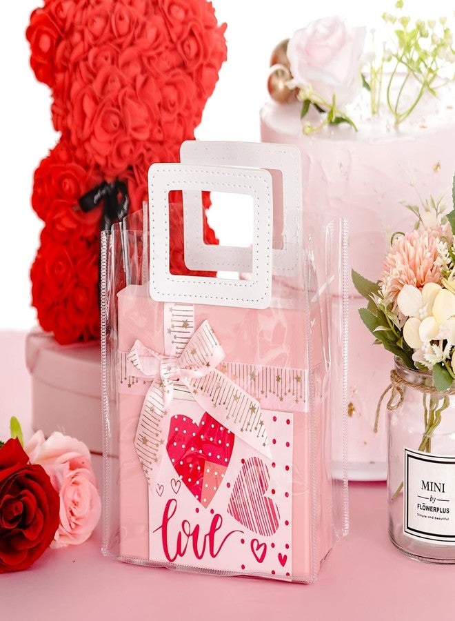 AIVER Transparent Squar Gifts & Goodie Bags | Elegant Gift Bags for Her/Him Wedding Return Favors Engagement Hampers Valentine’s Day Christmas New Year Birthday & Festival Gifting | White Handle Hamper Shopping Carry Bags 1-Count - Image 2