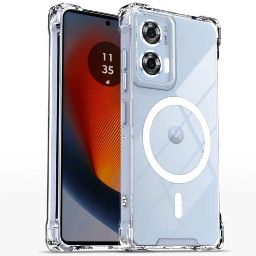 Pikkme Back Cover for Motorola Moto Edge 50 Fusion 5G / Motorola Moto G96 5G | Shockproof PC + TPU Magnetic Support Protective Bumper Case (Transparent Mag-Safe) - Image 1