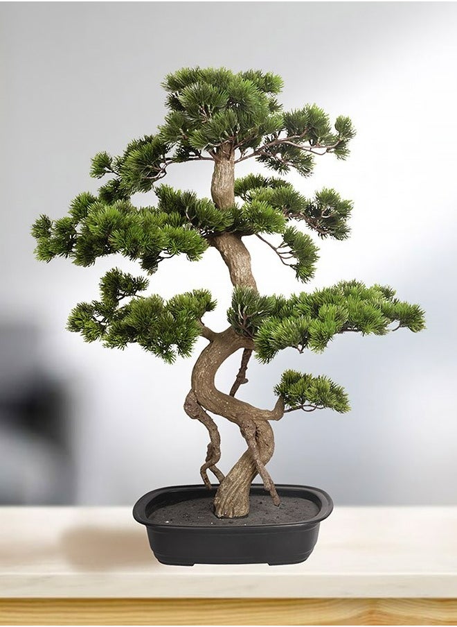 Gulf Flowers Artificial Bonsai Tree - Japanese Bonsai Pine Plant for Home Indoor Green Decor Office Desk Bathroom Farmhouse Decoration (89cm Bonsai)
