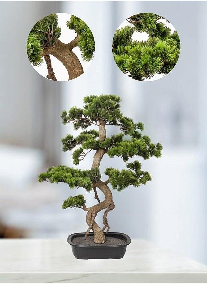 Gulf Flowers Artificial Bonsai Tree - Japanese Bonsai Pine Plant for Home Indoor Green Decor Office Desk Bathroom Farmhouse Decoration (89cm Bonsai)