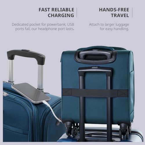Verage Underseat Carry On Luggage with Wheels, 14.5-Inch Spinner Small Suitcase, Softside Lightweight Travel Bag for Men and Women, Airplane Carry On Bag, Nautical Blue - Image 5